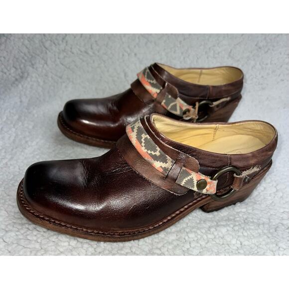 Bed Stu Triad Distressed Dark Brown Leather Harness Mule - Size 7.5 - X3 - Picture 2 of 11